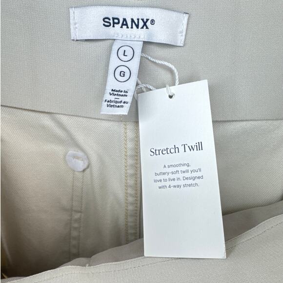 NWT Spanx Stretch Twill Wide Leg Pants In Parchment Women’s Size Large Tall - Picture 3 of 8